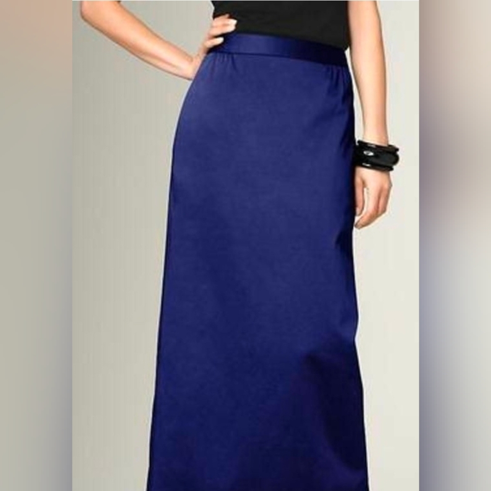 Talbots satin bright royal blue long skirt sz 2P